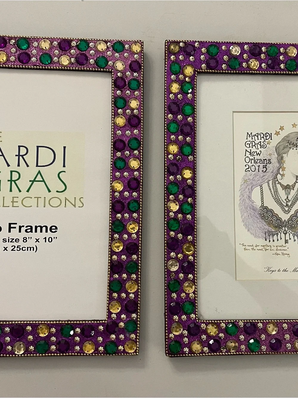 Purple & Green Jeweled Photo Frame - Set of 2